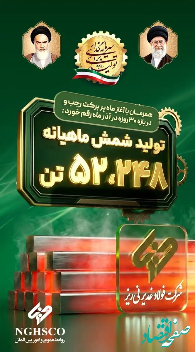 ثبت رکورد تولید ماهانه شمش فولادی در غدیر نی ریز