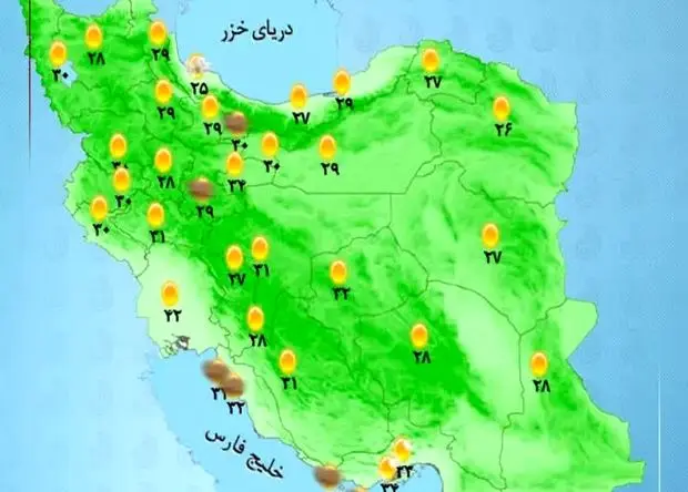 وضعیت آب و هوا امروز پنجشنبه 4 تیر 1405 + وضعیت استان‌ها