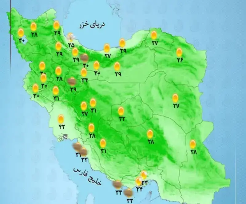 وضعیت آب و هوا امروز پنجشنبه 4 تیر 1405 + وضعیت استان‌ها
