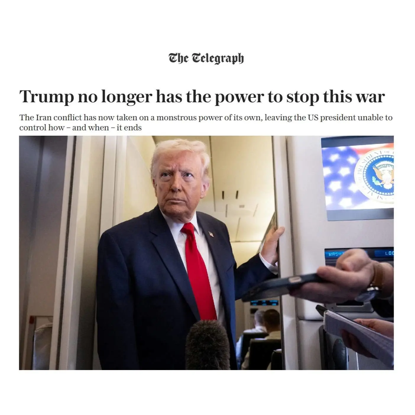 تلگراف: پایان دادن به جنگ دیگر با ترامپ نیست