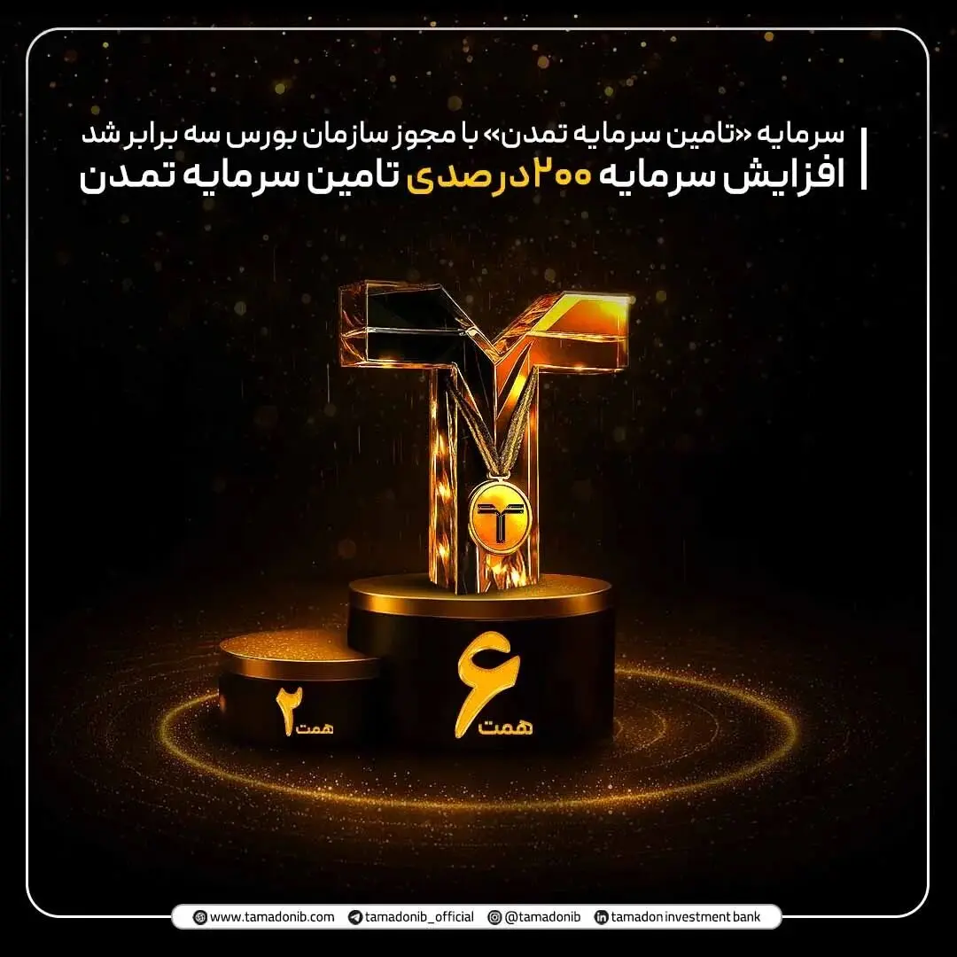 افزایش سرمایه 200درصدی تامین سرمایه تمدن