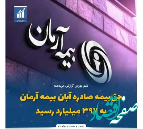 حق‌بیمه صادره آبان بیمه آرمان به ۳۹۷ میلیاردرسید