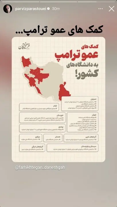 واکنش های ادامه دار پرویز پرستویی به جنگ