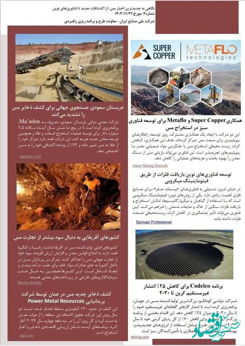 اینفوگراف : برنامه شماره ۲ معاونت طرح و برنامه‌ریزی شرکت ملی صنایع مس ایران