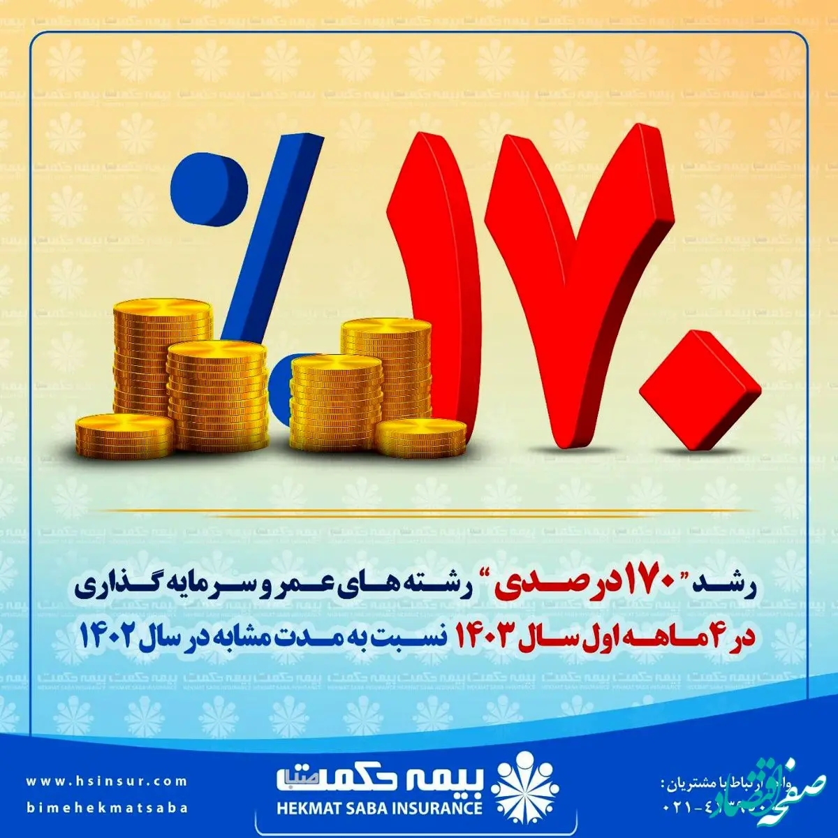 «رشد ۱۷۰ درصدی» بیمه های عمر و سرمایه گذاری شرکت بیمه حکمت صبا