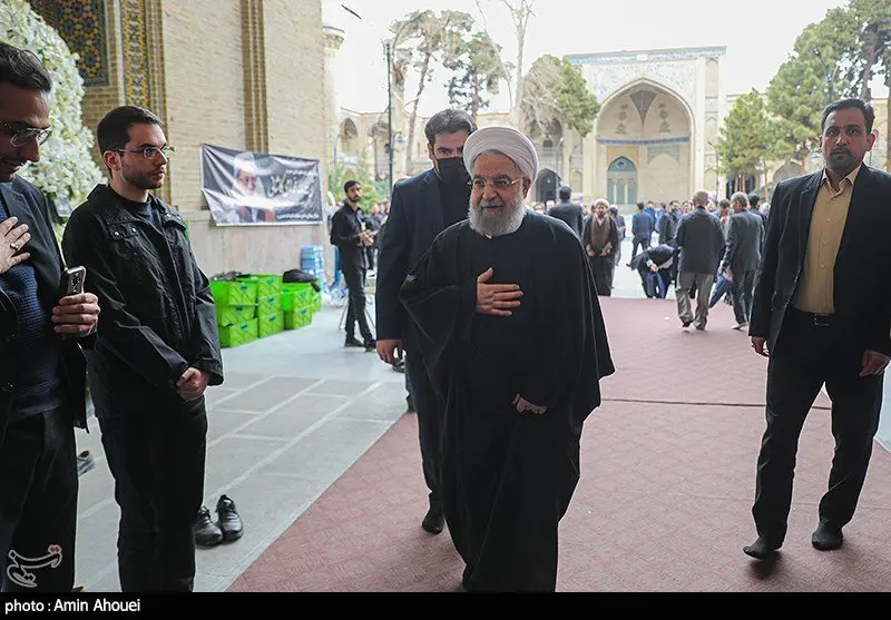 حسن روحانی در مراسم ترحیم آیت‌الله محمد امامی کاشانی