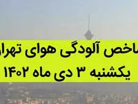 شاخص آلودگی هوای تهران امروز یکشنبه ۳ دی ماه ۱۴۰۲ + کیفیت هوای تهران امروز به تفکیک مناطق