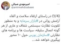 سیاست‌ها و برنامه‌های نظارتی ⁧سازمان بورس⁩ حول ۱۰ محور پیگیری خواهد شد