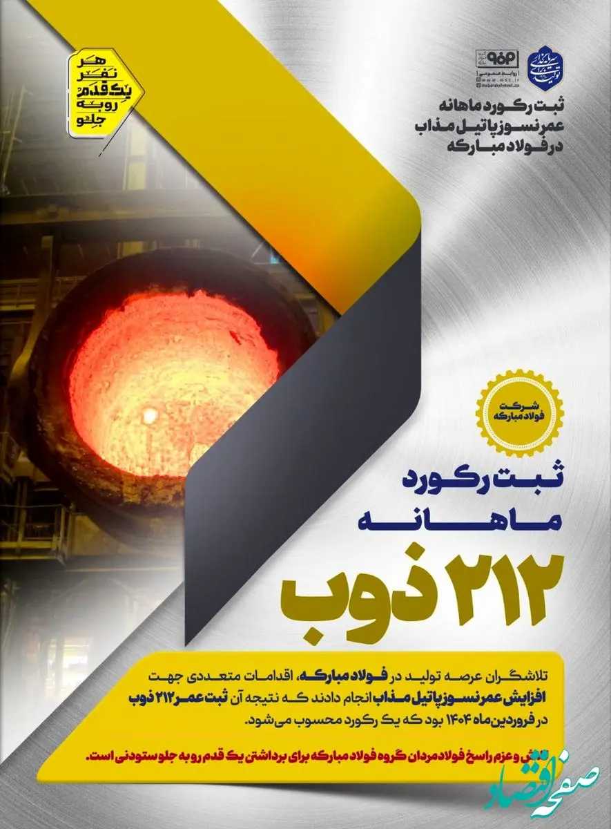 ثبت رکورد ماهانه عمر نسوز پاتیل مذاب در فولاد مبارکه