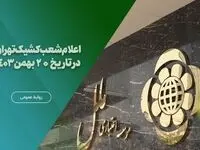 اعلام شعب کشیک استانها تهران در ۲۰ بهمن ۱۴۰۳