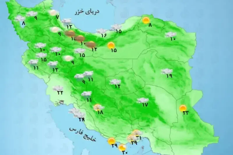 وضعیت آب و هوا امروز دوشنبه ۲۹ تیر ماه ۱۴۰۵ چگونه خواهد شد؟ 