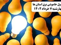 جدول خاموشی برق استان ها امروز چهارشنبه ۷ خرداد ۱۴۰۴ + ساعت قطع برق شهرستان ها چهارشنبه ۷ خرداد ۱۴۰۴
