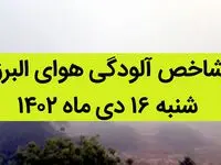 شاخص آلودگی هوای البرز امروز شنبه ۱۶ دی ماه ۱۴۰۲ + کیفیت هوای البرز امروز به تفکیک مناطق