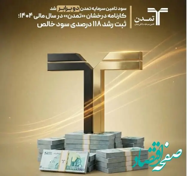 کارنامه درخشان «تمدن» در سال مالی ۱۴۰۴؛ ثبت رشد ۱۱۸ درصدی سود خالص