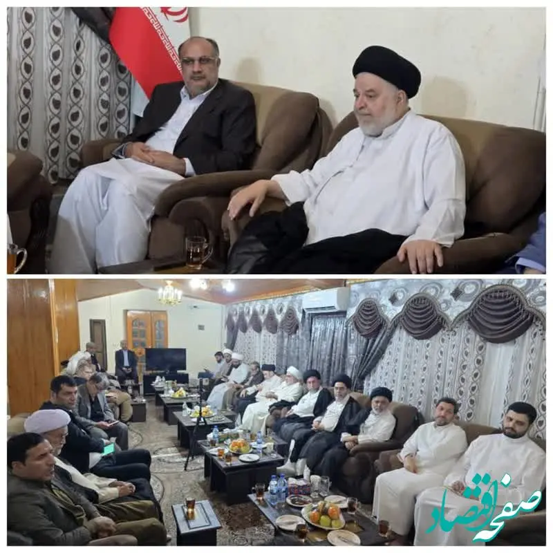 دکتر محمد سعید اربابی، رئیس هیات مدیره و مدیرعامل سازمان منطقه آزاد چابهار میزبان حجت‌الاسلام والمسلمین حاج‌آقا شهرستانی، نماینده آیت‌الله‌العظمی سیستانی و هیأت همراه