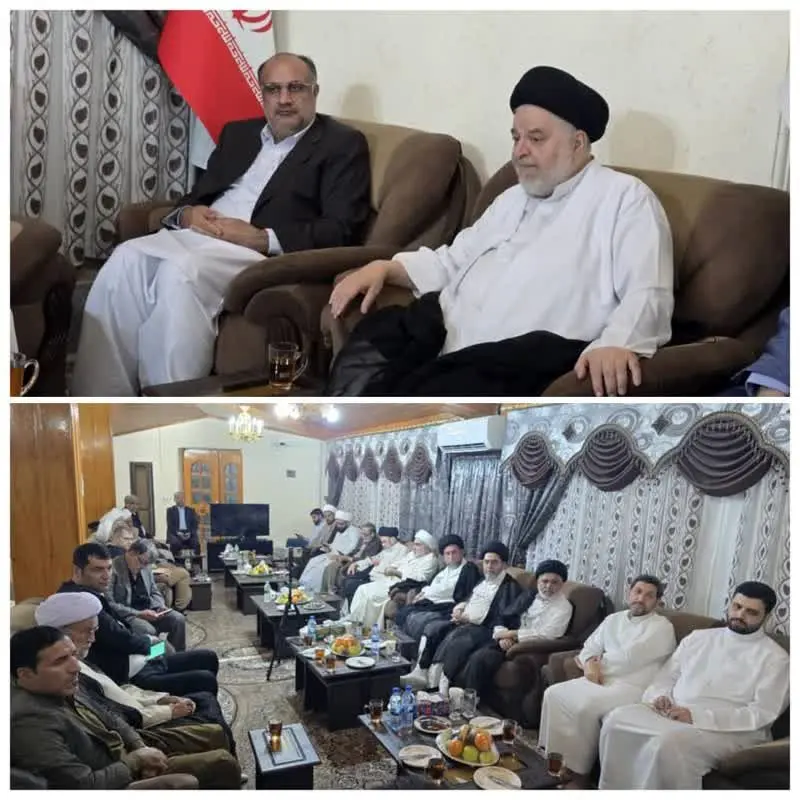 دکتر محمد سعید اربابی، رئیس هیات مدیره و مدیرعامل سازمان منطقه آزاد چابهار میزبان حجت‌الاسلام والمسلمین حاج‌آقا شهرستانی، نماینده آیت‌الله‌العظمی سیستانی و هیأت همراه