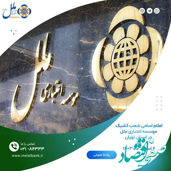 اعلام اسامی شعب کشیک موسسه اعتباری ملل در استان تهران، روز  ۶ اسفند ماه ۱۴۰۳