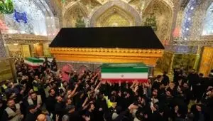 پایان مراسم تشییع پیکر مطهر رهبر شهید در کربلای معلی ؛ مشهد چشم انتظار است