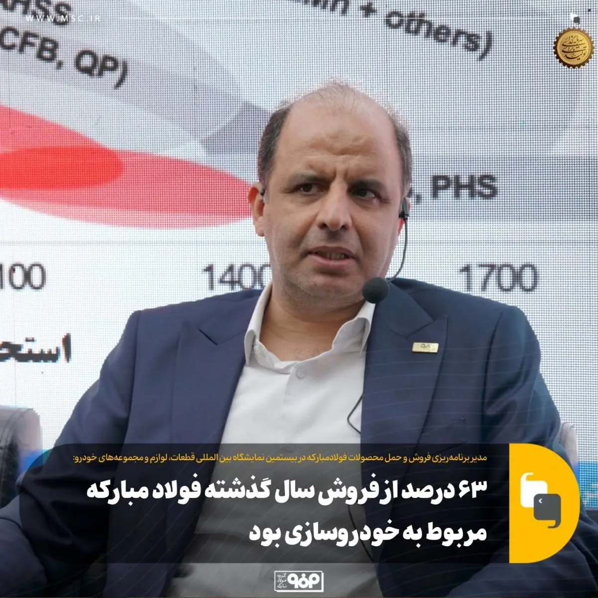 ۶۳ درصد از فروش سال گذشته فولاد مبارکه مربوط به خودروسازی بود