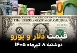 جدیدترین قیمت ارز آزاد امروز دوشنبه ۸ تیر ۱۴۰۵ | نرخ دلار، یورو و درهم افزایشی شد