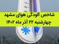 شاخص آلودگی هوای مشهد امروز چهارشنبه ۲۲ آذر ۱۴۰۲ + کیفیت هوای مشهد امروز