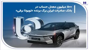 500 میلیون معدل حساب در بانک صادرات ایران برگ برنده «تویوتا برقی»