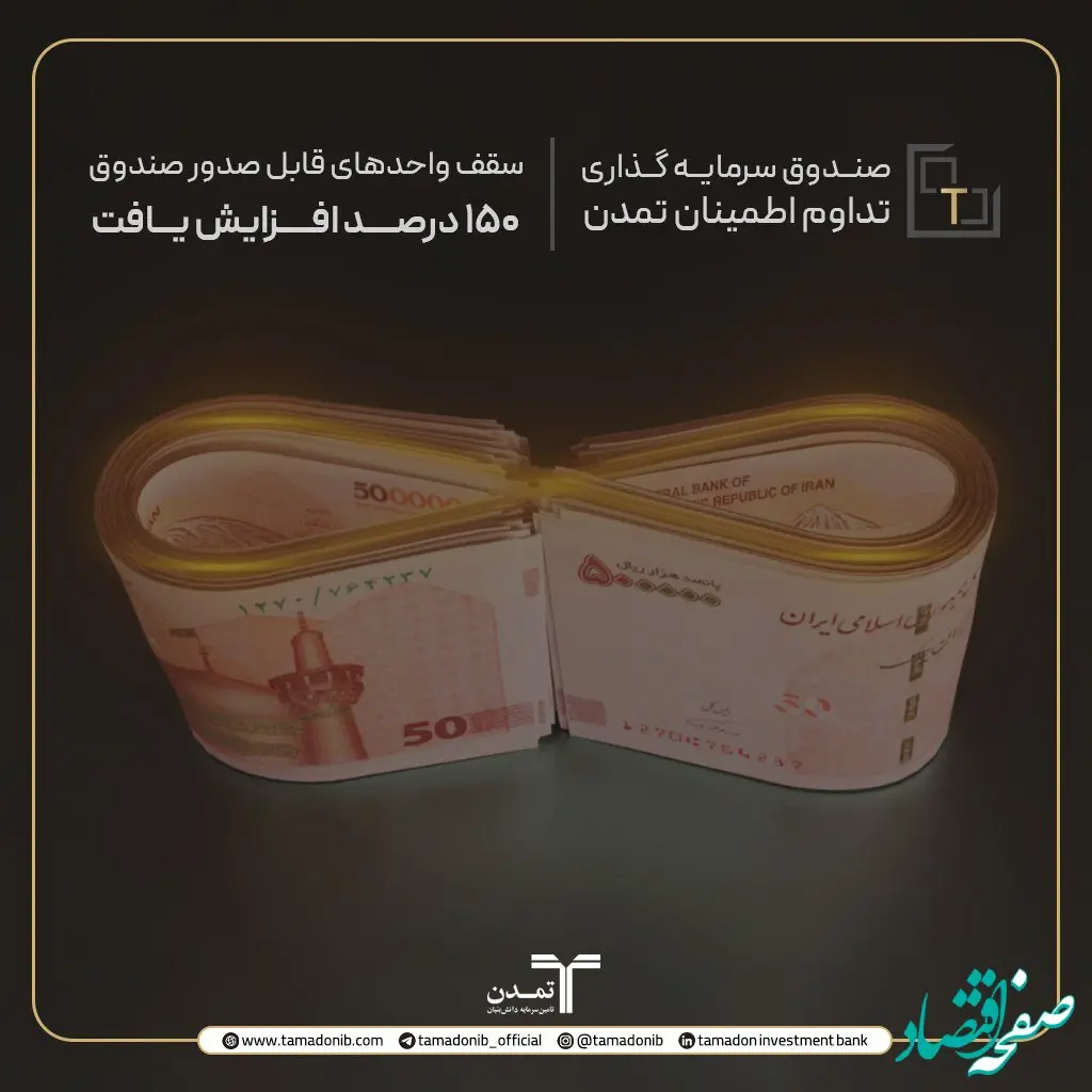 افزایش 150 درصدی سقف واحدهای صندوق "تداوم اطمینان تمدن "