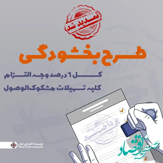 تمدید مهلت بخشش وجه التزام تسهیلات مشکوک‌الوصول در مؤسسه اعتباری ملل تا پایان ١۴٠۴
