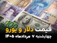 قیمت ارزهای آزاد امروز چهارشنبه ۷ مرداد ۱۴۰۵ | افزایش قیمت دلار و یورو