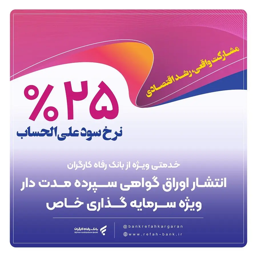 عبور بانک رفاه کارگران از ۴۱۰ هزار میلیارد ریال تامین مالی واحدهای تولیدی