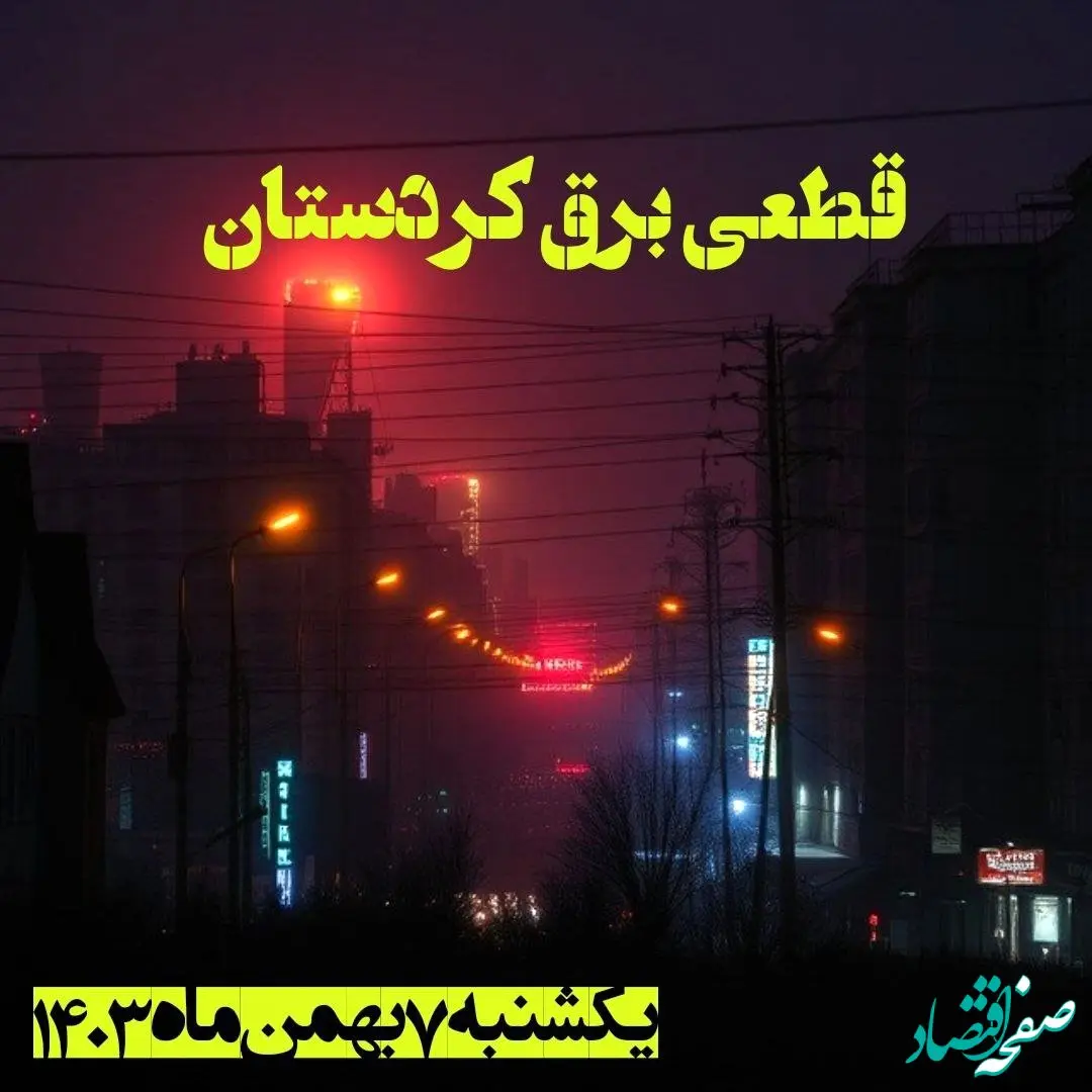 زمان قطعی برق کردستان یکشنبه ۷ بهمن ماه ۱۴۰۳ اعلام شد | جدول خاموشی برق سنندج ۲۴ ساعت آینده