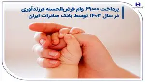 پرداخت 69000 وام قرض‌الحسنه فرزندآوری در سال 1403 توسط بانک صادرات ایران