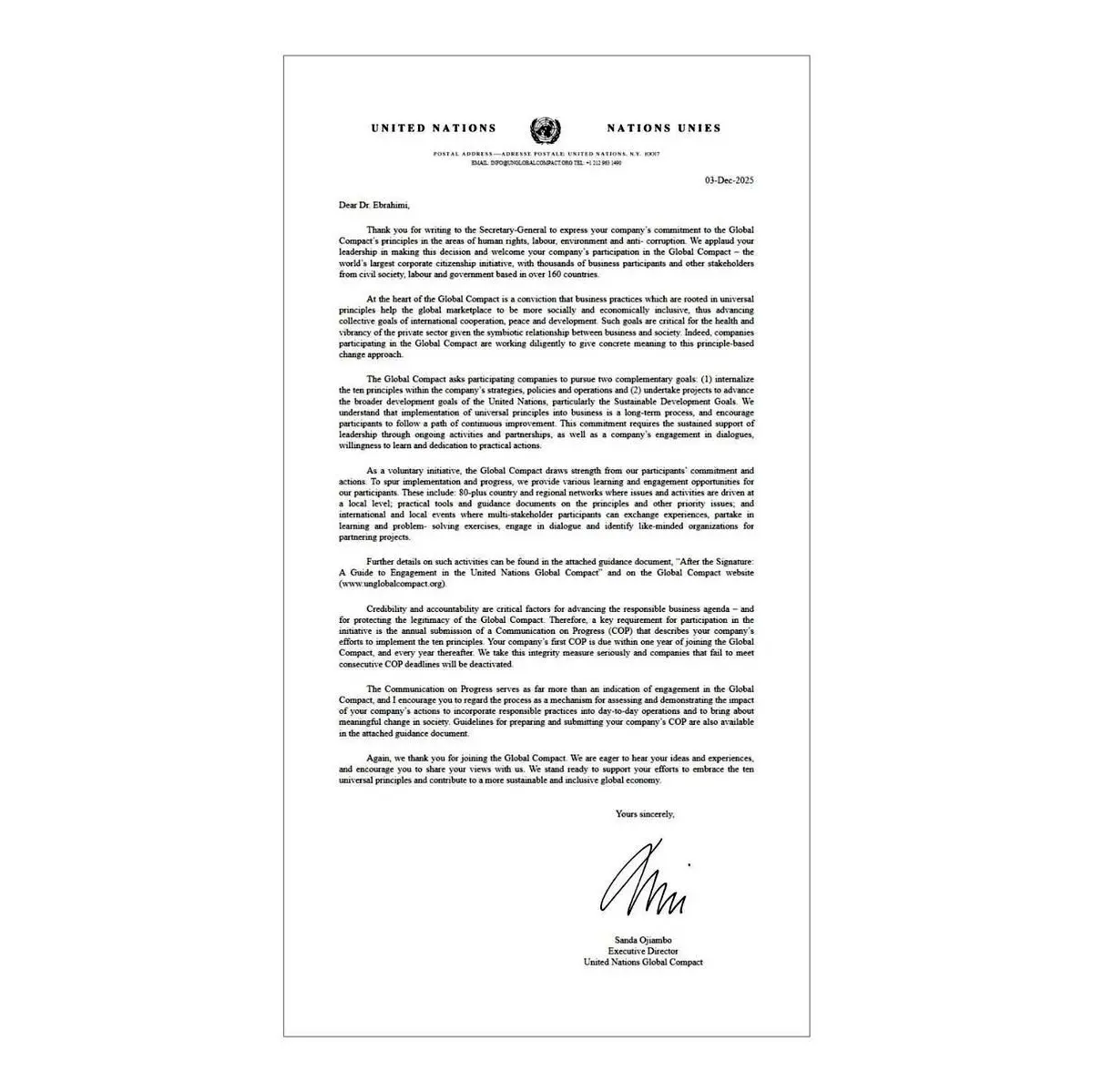 میدکو به شبکه پیمان جهانی مسئولیت اجتماعی سازمان ملل پیوست