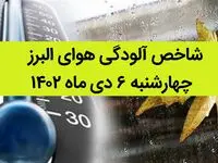 شاخص آلودگی هوای البرز امروز چهارشنبه ۶ دی ماه ۱۴۰۲ + کیفیت هوای البرز امروز به تفکیک مناطق