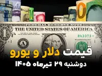 قیمت دلار، یورو و ارزهای خارجی امروز دوشنبه ۲۹ تیر ۱۴۰۵ | آخرین نرخ ارز آزاد