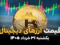 بازار رمزارزها امروز یکشنبه ۳۱ خرداد ۱۴۰۵ | قیمت بیت کوین، تتر و اتریوم به‌روز شد