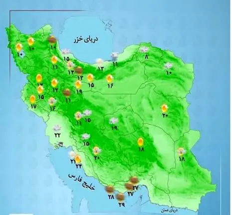 رگبار پراکنده باران در ۵ استان نوار شمالی کشور