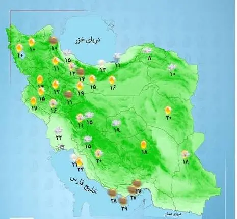 رگبار پراکنده باران در ۵ استان نوار شمالی کشور