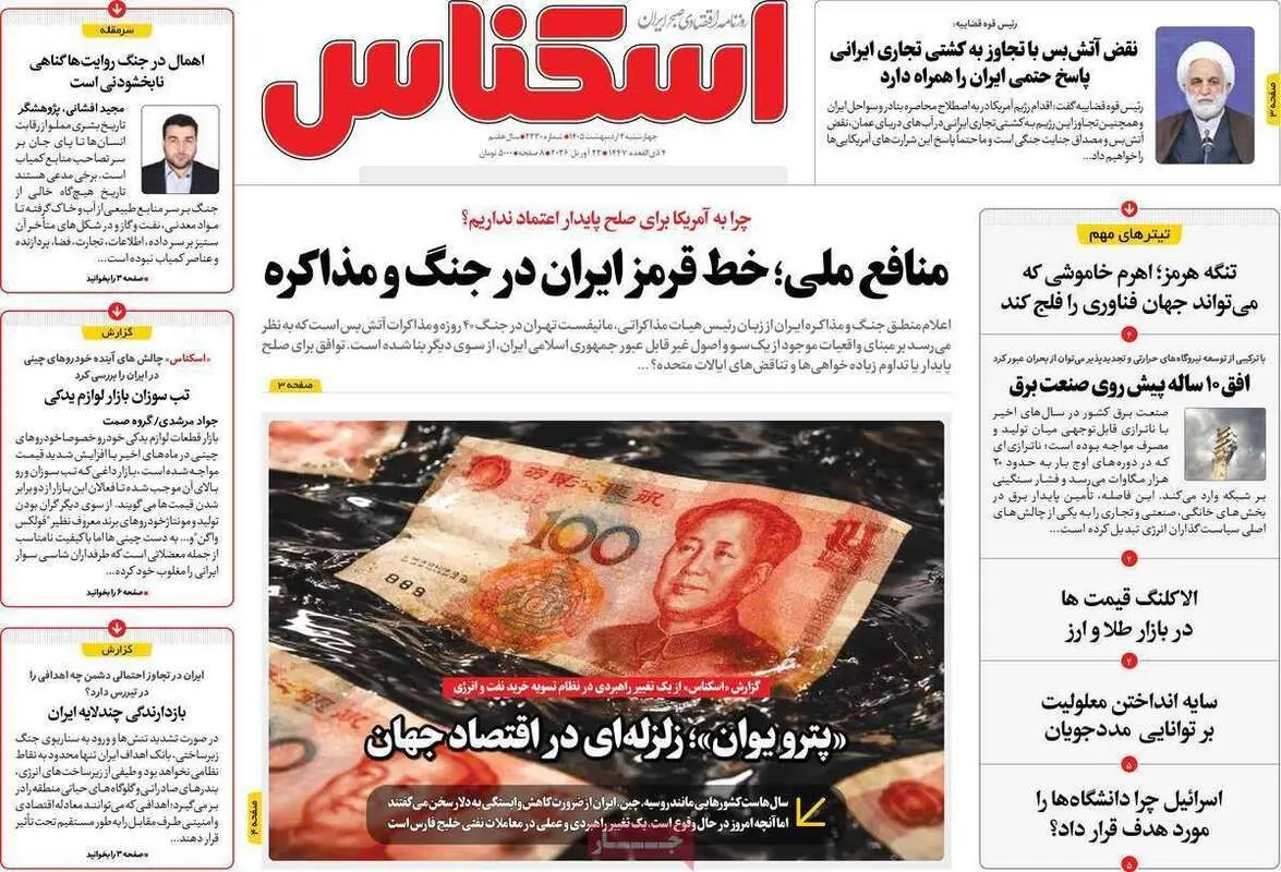 صفحه اول روزنامه‌های اقتصادی امروز 1 اردیبهشت