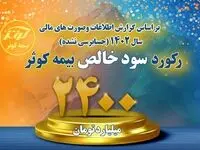 سود خالص بالغ بر 2400 میلیارد تومانی بیمه کوثر