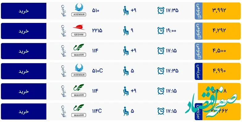 قیمت بلیط هواپیما تهران-استانبول، امروز چهارشنبه ۵ اردیبهشت ماه ۱۴۰۳