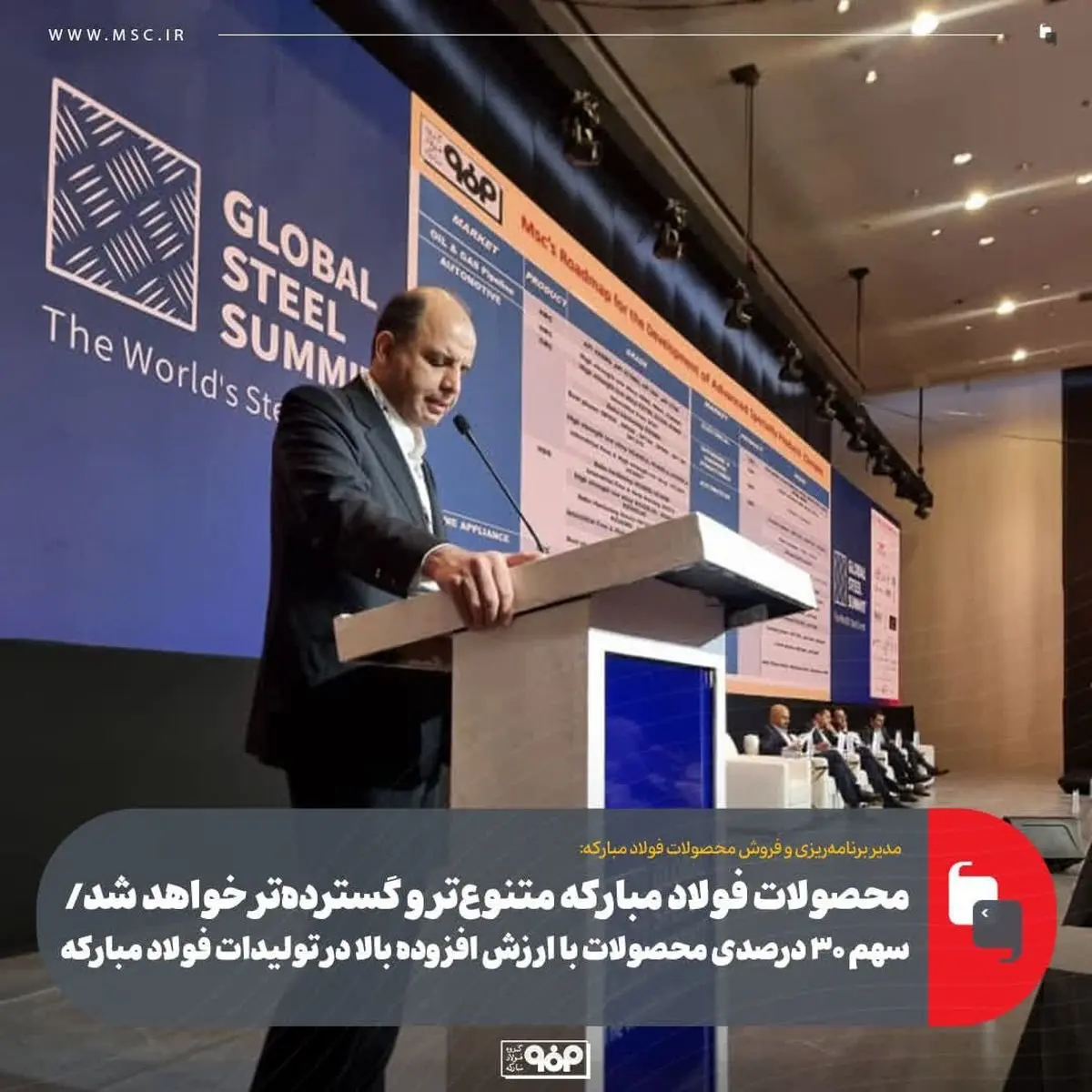 محصولات فولاد مبارکه متنوع‌تر و گسترده‌تر خواهد شد/ سهم ۳۰ درصدی محصولات با ارزش افزوده بالا در تولیدات فولاد مبارکه