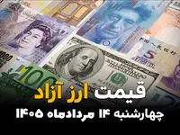 قیمت ارز آزاد امروز چهارشنبه ۱۴ مرداد ۱۴۰۵؛ کاهش نرخ دلار، یورو، پوند در بازار