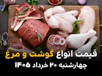 قیمت گوشت، مرغ و تخم مرغ امروز چهارشنبه ۲۰ خرداد ۱۴۰۵ | جدیدترین نرخ محصولات پروتئینی در بازار
