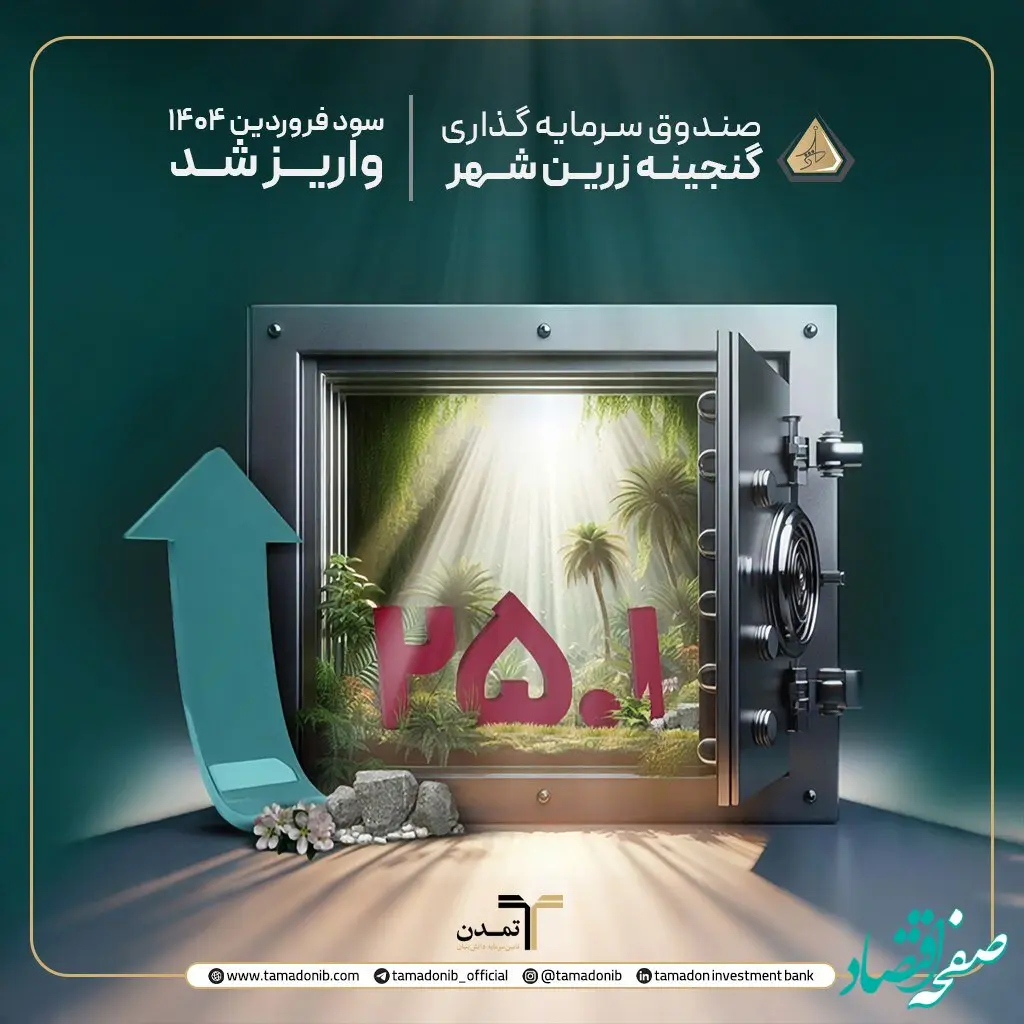 سود فروردین‌ماه 1404صندوق گنجینه زرین شهر واریز شد