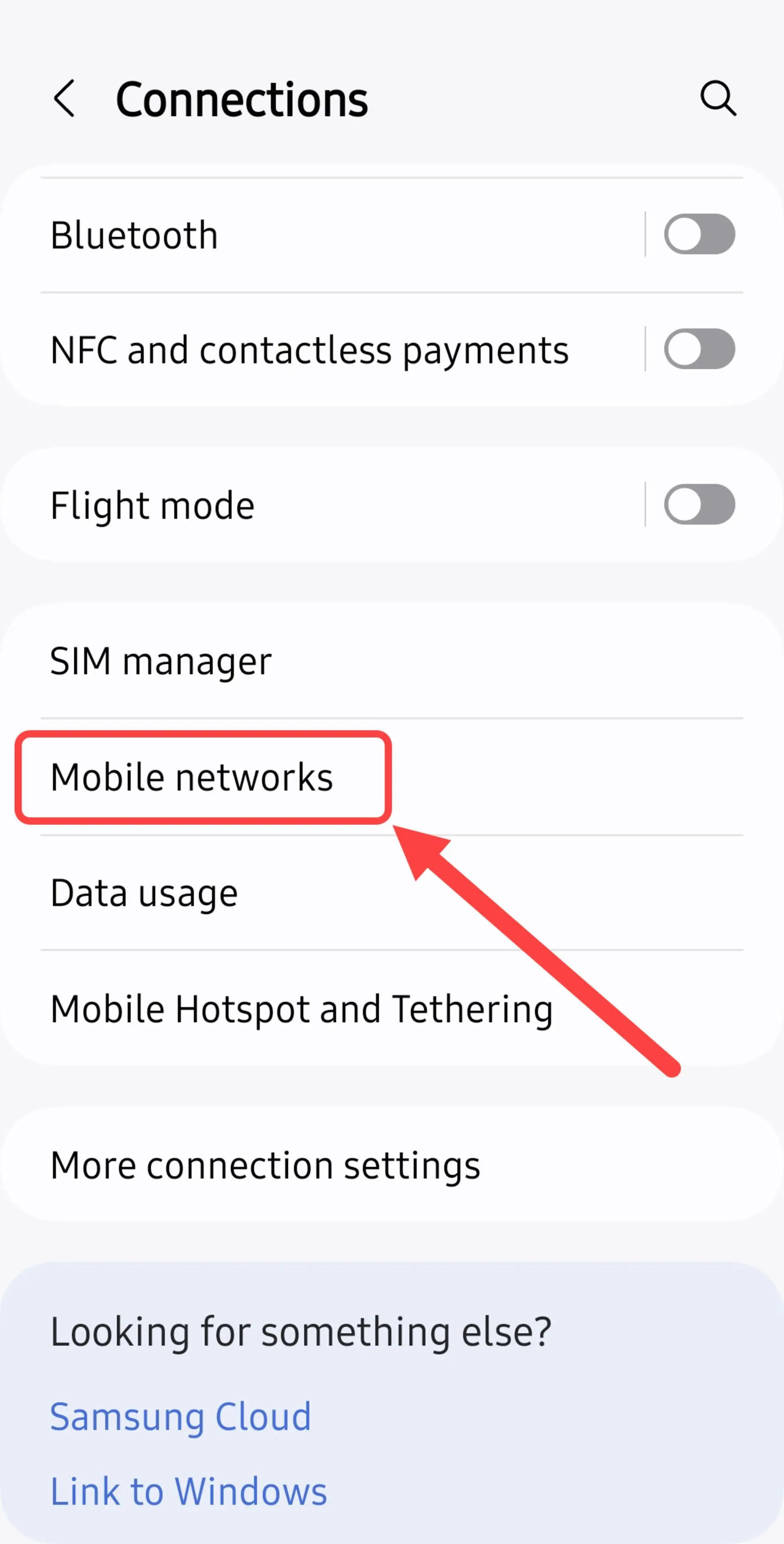تنظیمات شبکه موبایل در گوشی سامسونگ 