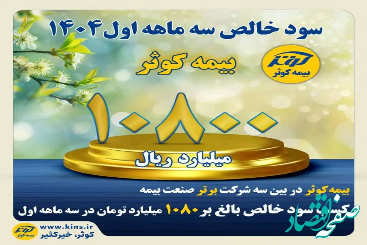 کسب سود خالص بالغ بر ۱۰۸۰ میلیارد تومان در سه ماهه اول