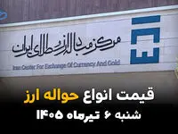 بازار حواله ارزی به‌روزرسانی شد | قیمت ارز حواله‌ای امروز شنبه 6 تیر 1405