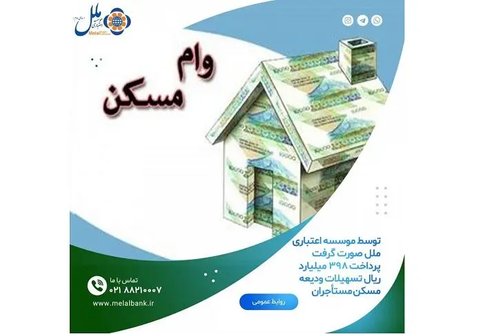پرداخت 398 میلیارد ریال تسهیلات ودیعه مسکن مستأجران