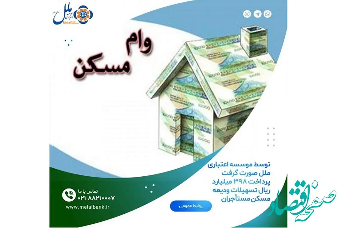 پرداخت 398 میلیارد ریال تسهیلات ودیعه مسکن مستأجران